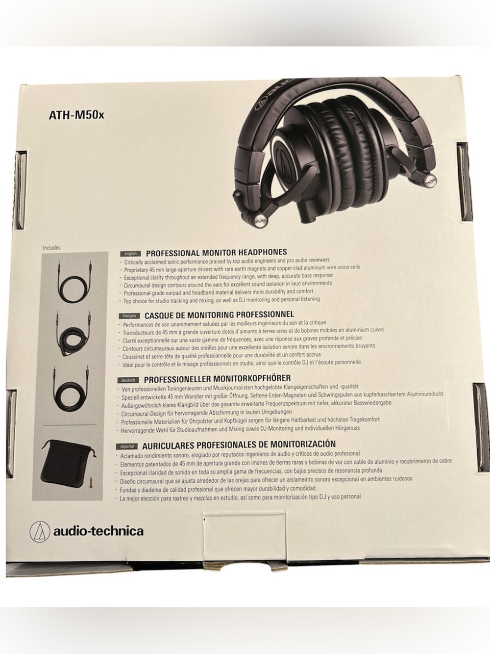 Audio-Technica ATH-M50x Monitor Headphones (Black) Cable Ties New Open Box - Picture 7 of 8